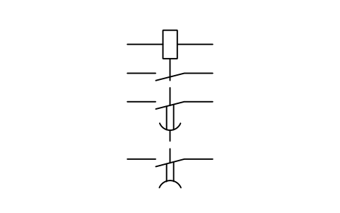 符号 Relay, three contacts, delayed 的预览，块名 ISX_X653_RELAY_THREE_CONTACTS_DELAYED