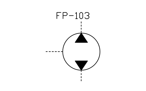 符号 Hydraulic pump, reversible flow 的预览，块名 ISX_2403_HYDRAULIC_PUMP_REVERSIBLE_FLOW