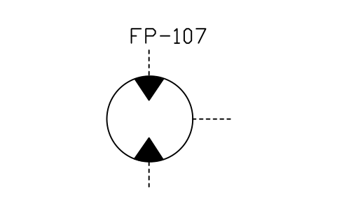 符号 Hydraulic motor, reversible flow 的预览，块名 ISX_2407_HYDRAULIC_MOTOR_REVERSIBLE_FLO