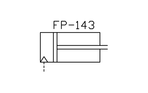 符号 Pneumatic extension cylinder 的预览，块名 ISX_2445_PNEUMATIC_EXTENSION_CYLINDER