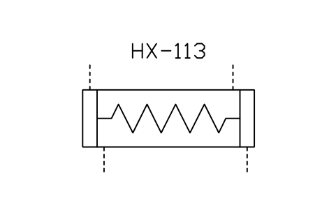 符号 Heat exchanger, coil tubes 的预览，块名 ISX_2514_HEAT_EXCHANGER_COIL_TUBES