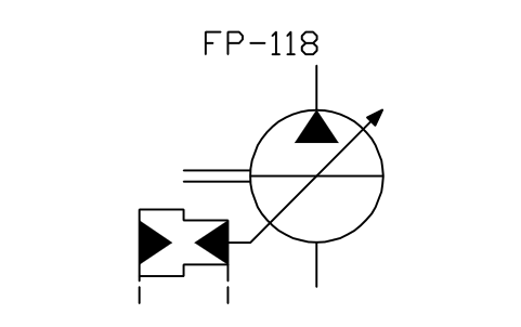 符号 Hydraulic pump, variable, form 2 的预览，块名 ISX_X2402_HYDRAULIC_PUMP_VARIABLE_FORM_2