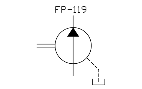 符号 Hydraulic pump of rotodynamic type 的预览，块名 ISX_X2403_HYDRAULIC_PUMP_ROTODYNAMIC_TYP