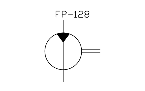 符号 Hydraulic motor, rotodynamic 的预览，块名 ISX_X2414_HYDRAULIC_MOTOR_ROTODYNAMIC