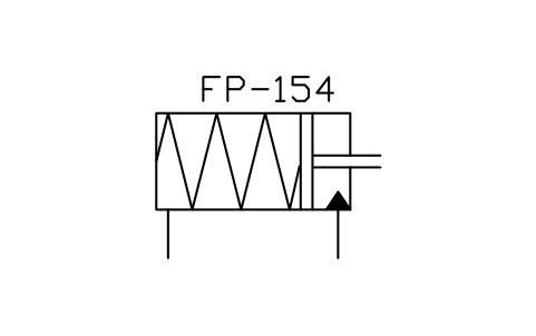 符号 Retraction cylinder, spring return 的预览，块名 ISX_X2442_RETRACTION_CYLINDER_SPRING_RET