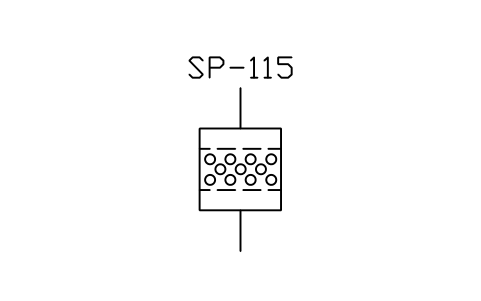 符号 Bed filter of fluidized type 的预览，块名 ISX_X2610_BED_FILTER_FLUIDIZED_TYPE