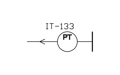 符号 Pressure transmitting 的预览，块名 ISX_X1051_PRESSURE_TRANSMITTING