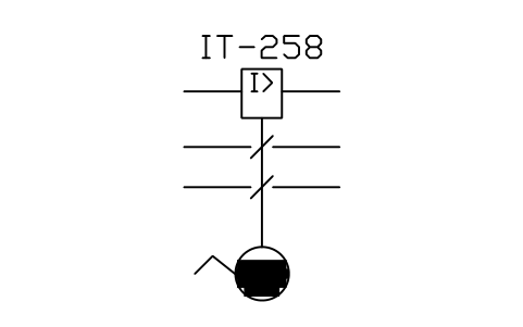 符号 Overcurrent relay with indicator 的预览，块名 ISX_X895_OVERCURRENT_RELAY_INDICATOR