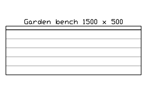 Preview of the Garden bench 1500 x 500 symbol, block LAN_BENCH_1500