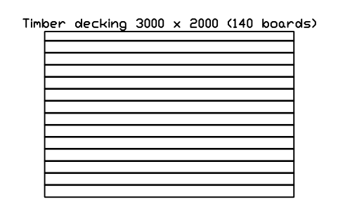 Preview of the Timber decking 3000 x 2000 (140 boards) symbol, block LAN_DECKING_3000X2000