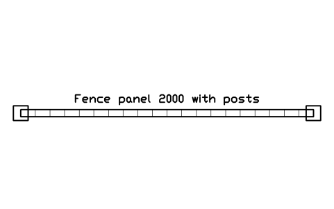 Preview of the Fence panel 2000 with posts symbol, block LAN_FENCE_2000