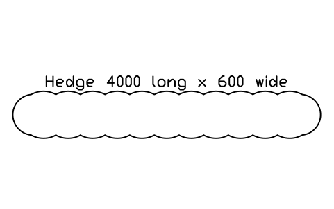 Preview of the Hedge 4000 long x 600 wide symbol, block LAN_HEDGE_4000