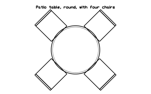Preview of the Patio table, round, with four chairs symbol, block LAN_PATIO_SET_4