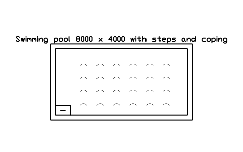 Preview of the Swimming pool 8000 x 4000 with steps and coping symbol, block LAN_POOL_8000X4000
