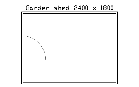 Preview of the Garden shed 2400 x 1800 symbol, block LAN_SHED_2400X1800