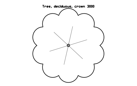 Preview of the Tree, deciduous, crown 3000 symbol, block LAN_TREE_DECIDUOUS_3000