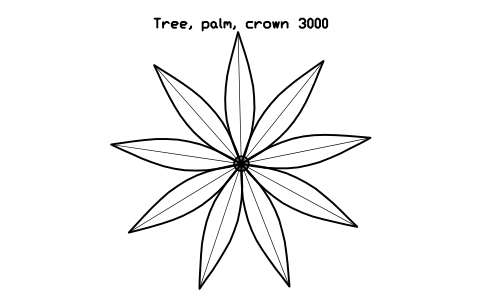 Preview of the Tree, palm, crown 3000 symbol, block LAN_TREE_PALM_3000