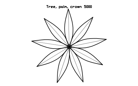 Preview of the Tree, palm, crown 5000 symbol, block LAN_TREE_PALM_5000