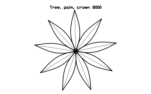 Preview of the Tree, palm, crown 8000 symbol, block LAN_TREE_PALM_8000