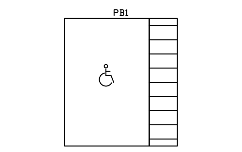 Preview of the Parking bay, accessible with aisle symbol, block ARCH_PARKING_ACCESSIBLE