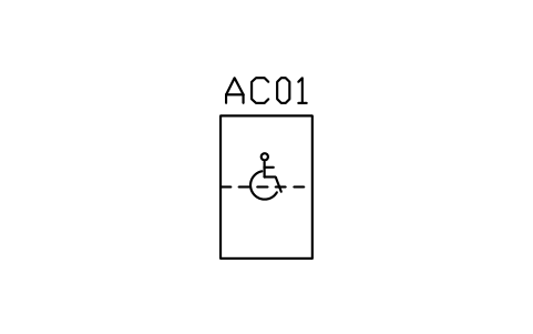 Preview of the Wheelchair clear space, 900 x 1400 symbol, block ARCH_WHEELCHAIR_SPACE