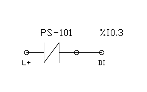 Vorschau des Symbols Normally closed contact to input, Block PLC_FIELD_CONTACT_NC