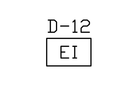 Preview of the Fire door mark symbol, block PLF_ESC_DOOR_EI