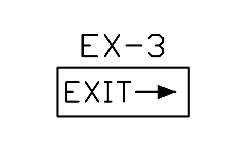 Preview of the Exit sign, arrow right symbol, block PLF_ESC_EXIT_RIGHT
