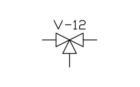 Preview of the Three-way valve symbol, block PLF_VALVE_3WAY