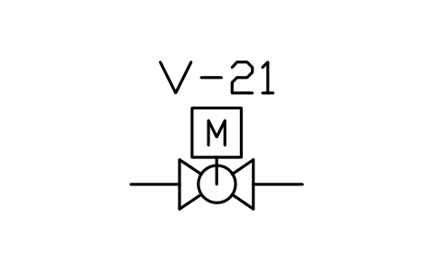 Preview of the Ball valve, motor actuator symbol, block PLF_VALVE_BALL_MOTOR