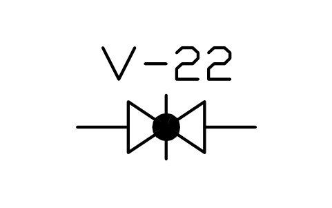 Preview of the Butterfly valve, bow-tie form symbol, block PLF_VALVE_BUTTERFLY_BT