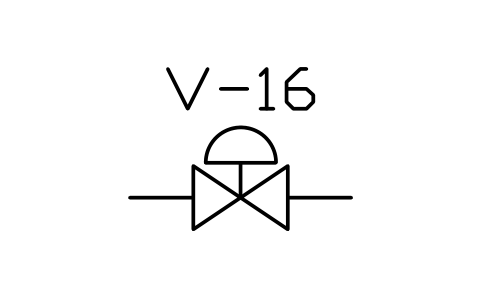 Preview of the Gate valve, diaphragm actuator symbol, block PLF_VALVE_GATE_PNEU
