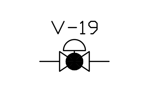 Preview of the Globe valve, diaphragm actuator symbol, block PLF_VALVE_GLOBE_PNEU