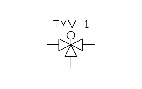 Preview of the Thermostatic mixing valve symbol, block PLF_VALVE_MIXING