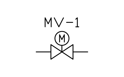 Preview of the Motorised valve symbol, block PLF_VALVE_MOTOR