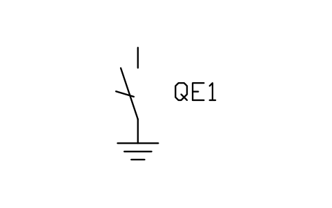 符号 Earthing switch 的预览，块名 PWR_EARTH_SWITCH