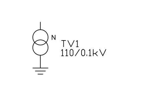 符号 Voltage transformer, neutral earthed 的预览，块名 PWR_VT_NEUTRAL