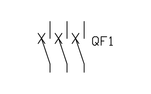 Preview of the Circuit breaker, three pole symbol, block PWR_CB_3P
