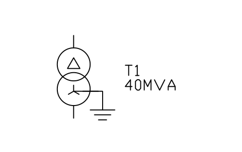 Preview of the Transformer, delta-star, neutral earthed symbol, block PWR_TX_DYN