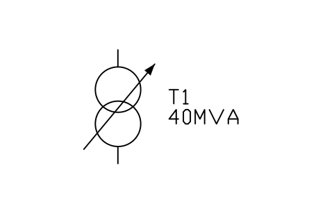Preview of the Transformer with on-load tap changer symbol, block PWR_TX_OLTC