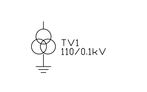 Preview of the Voltage transformer, two secondaries symbol, block PWR_VT_OPEN