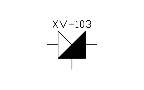 符号 3-way valve, ports 2 and 3 open 的预览，块名 IS5_VLV3_SELECT_23