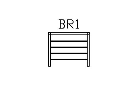 Aperçu du symbole Balustrade, horizontal rails, bloc ARCH_RAIL_CABLE