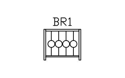 Aperçu du symbole Balustrade, wrought-iron scrolls, bloc ARCH_RAIL_SCROLL