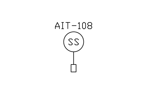 Anteprima del simbolo Suspended solids sensor, blocco WTR_AN_SS