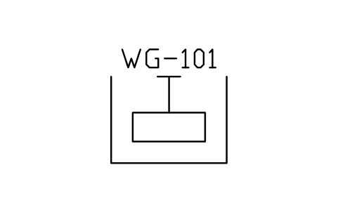 Anteprima del simbolo Weir gate (adjustable), blocco WTR_GATE_WEIR